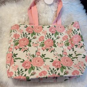 Pink Floral Canvas Tote Bag - Women